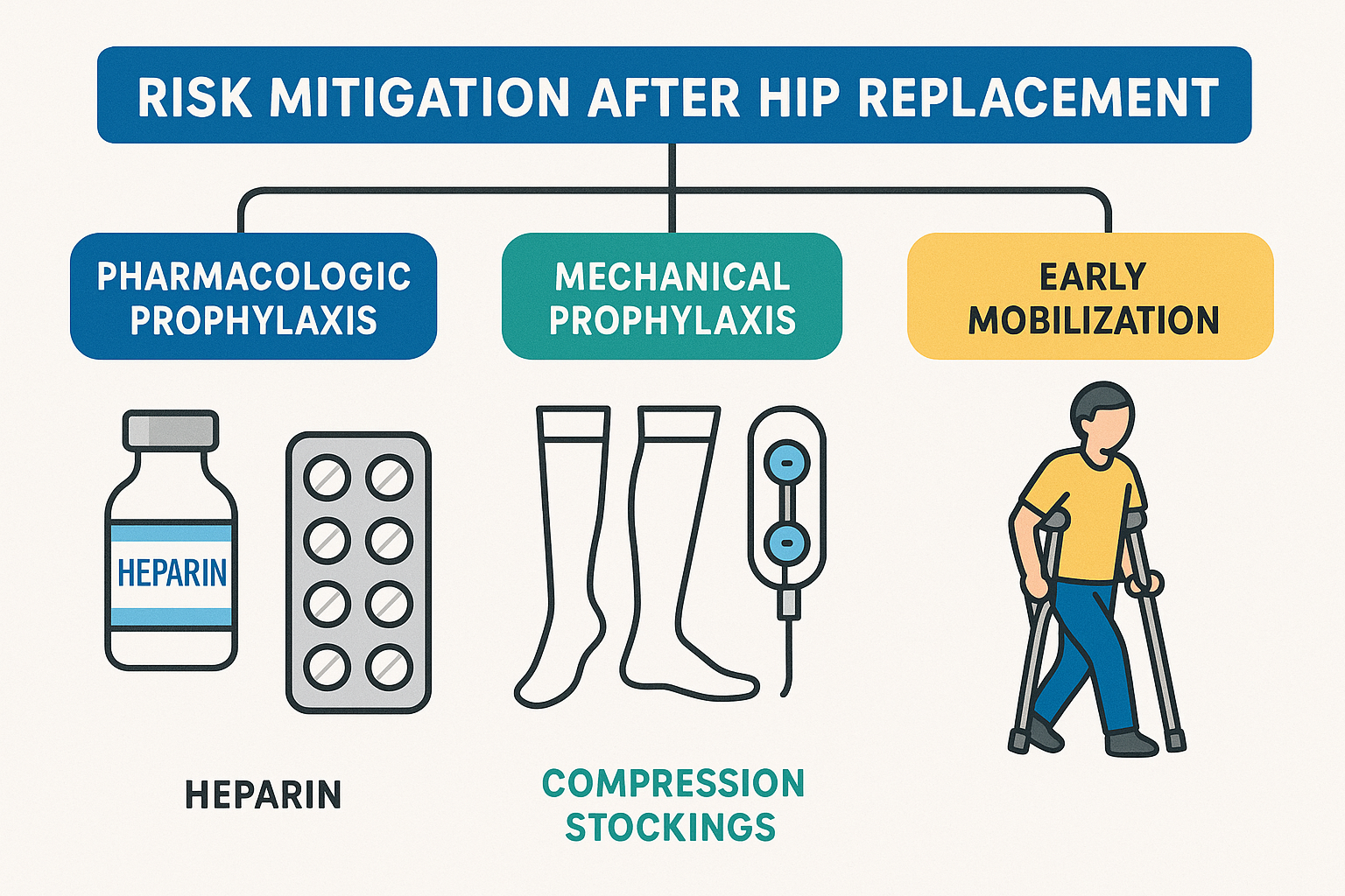 Infographic of mitigating risks in hip replacement surgery